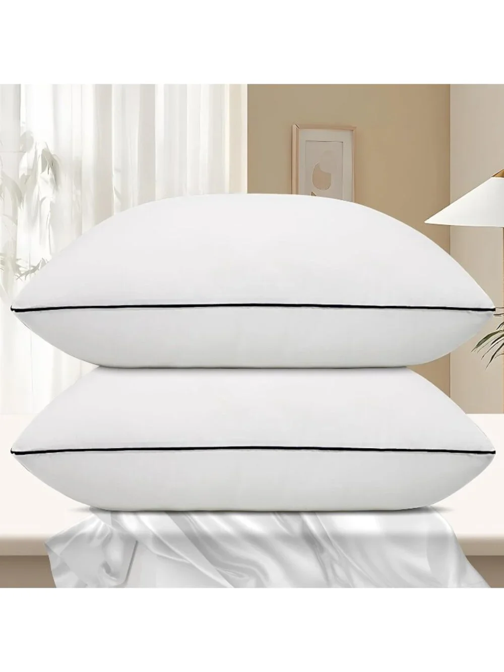 〽️King Size Cooling Bed Pillows 2 Pack Down Alternative Soft Pillows Set of 2